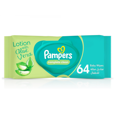 PAMPERS COMPLETE CLEAN BABY WIPES WITH ALOE VERA LOTION 64 WIPES